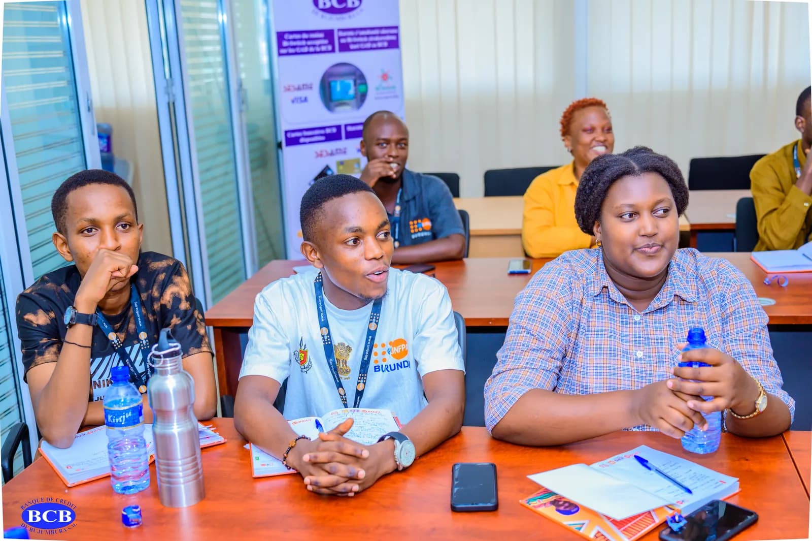 Young UNFPA interns listening to a mentorship talk at the BCB Kamenge Training Centre