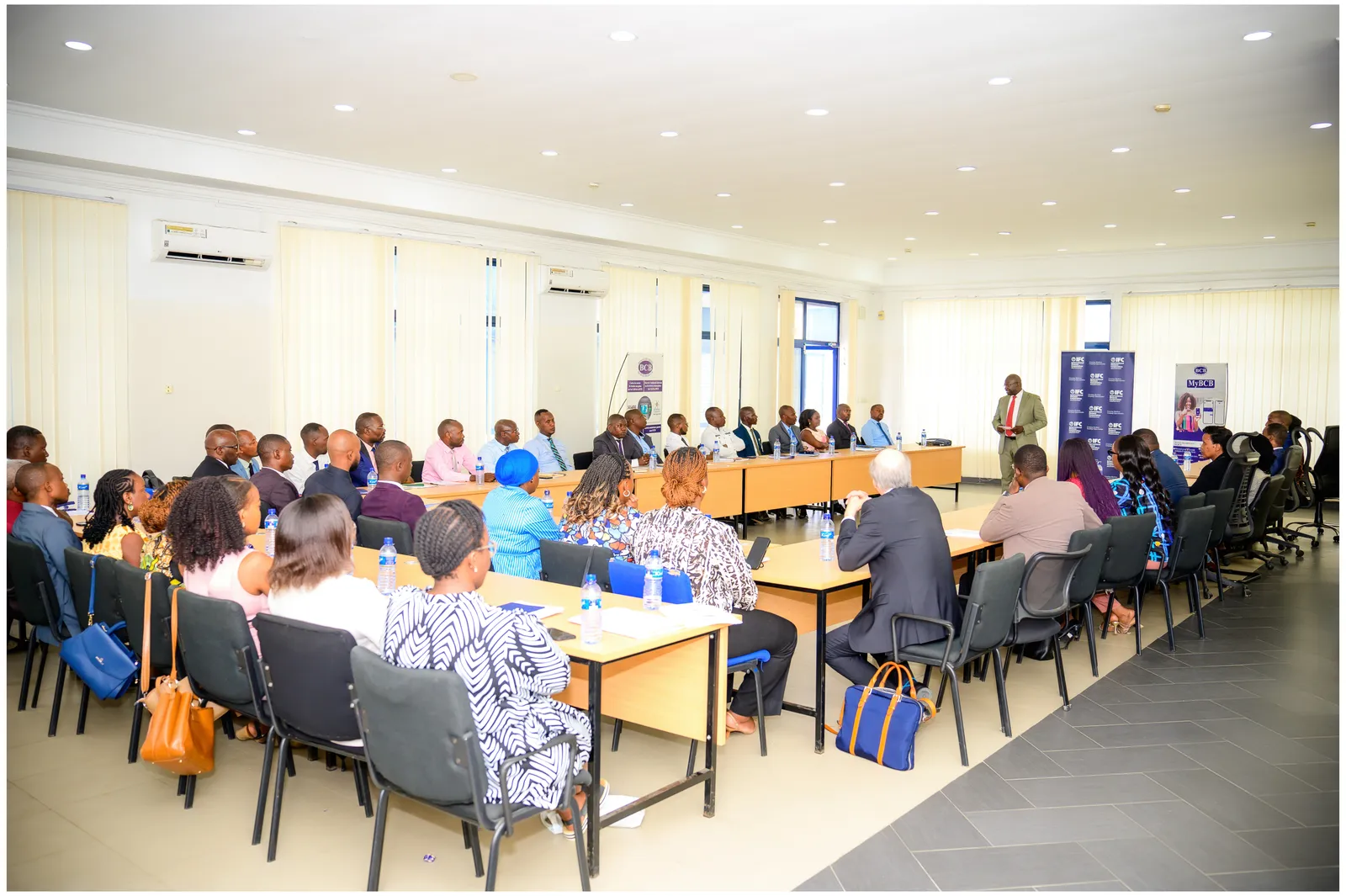 BCB staff receiving certificates at the credit value-chain training closing ceremony at the Kamenge Training Centre